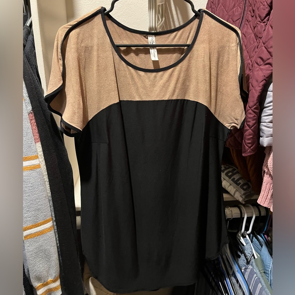 Brown and Black Color Blocked Blouse/ Size Medium/ Per Seption Concept